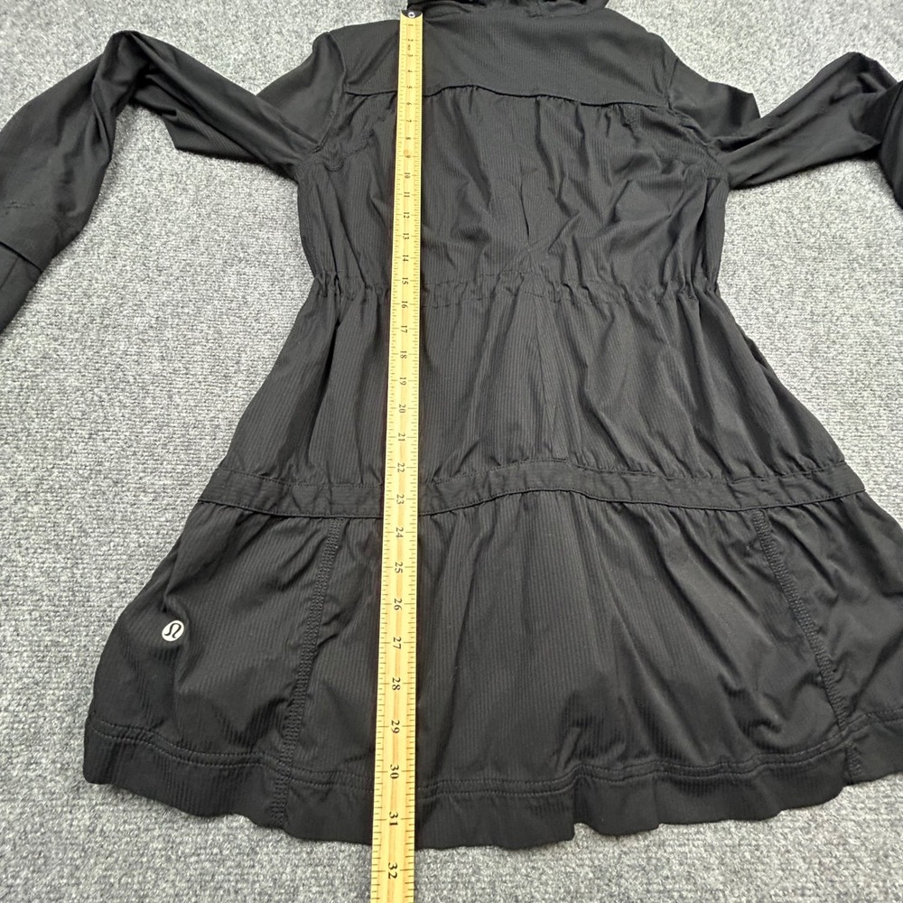 Lululemon Apres Practice Jacket Womens‎ 6 Black Hooded Drawstring Waist Anorak - Picture 10 of 13